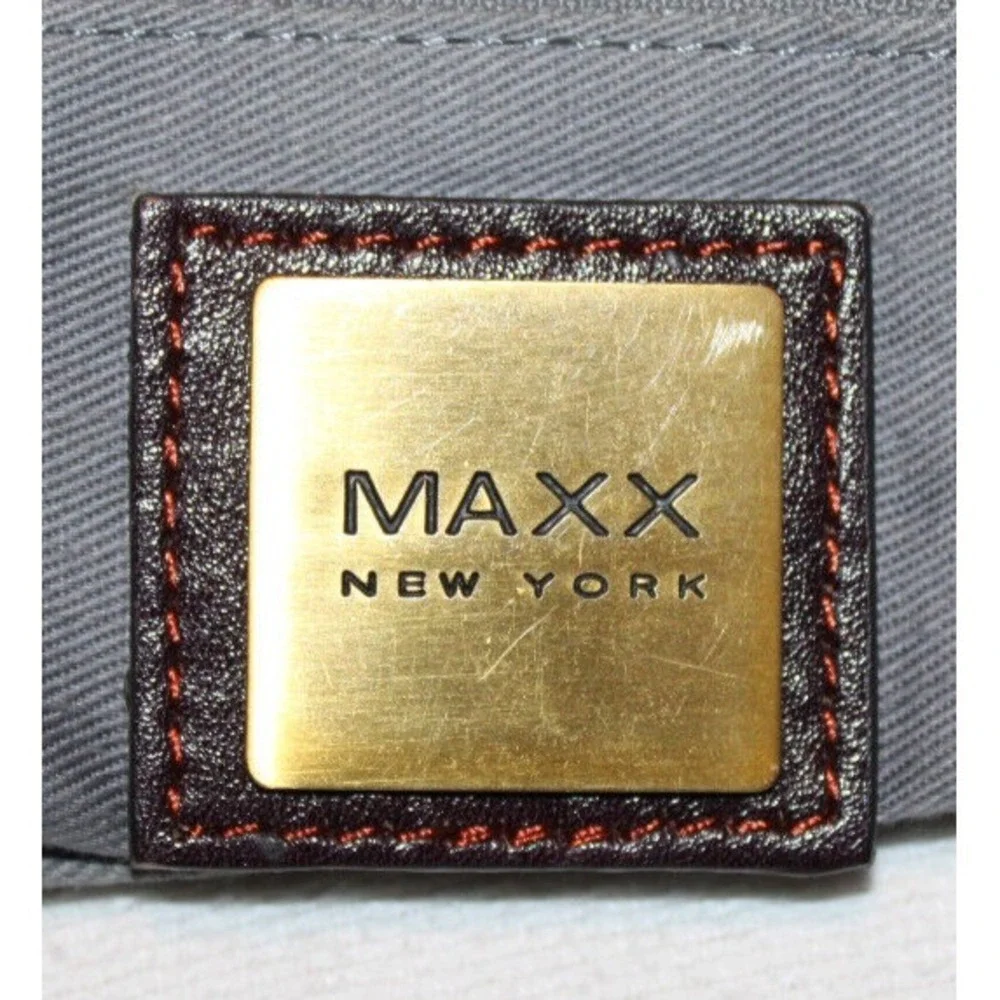 MAXX New York purple & maroon leather handbag purse studded